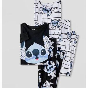 Disney Girls' 4pc Lilo & Stitch Mummy Long Sleeve Halloween Pajama Set Black 4